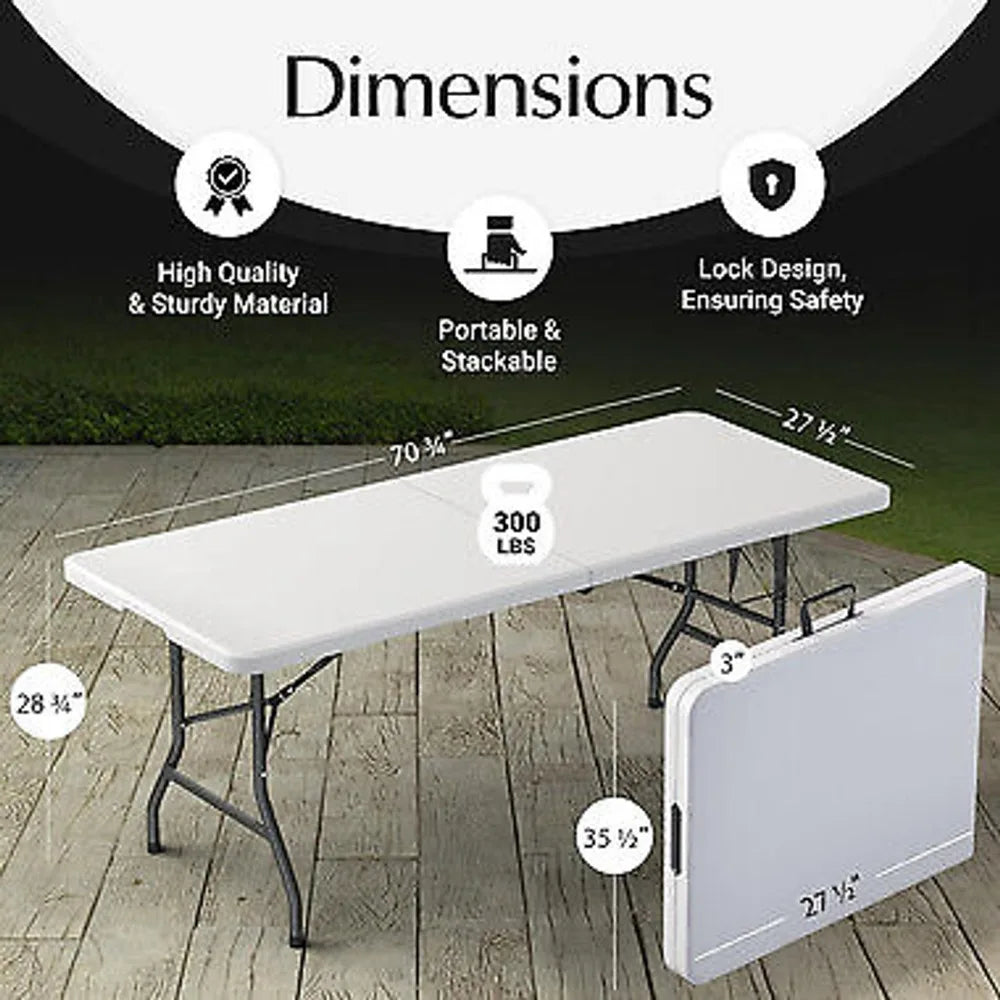 Mesa plegable de plástico USADA de 4/6 pies - Perfecta para comer y fiestas en interiores/exteriores