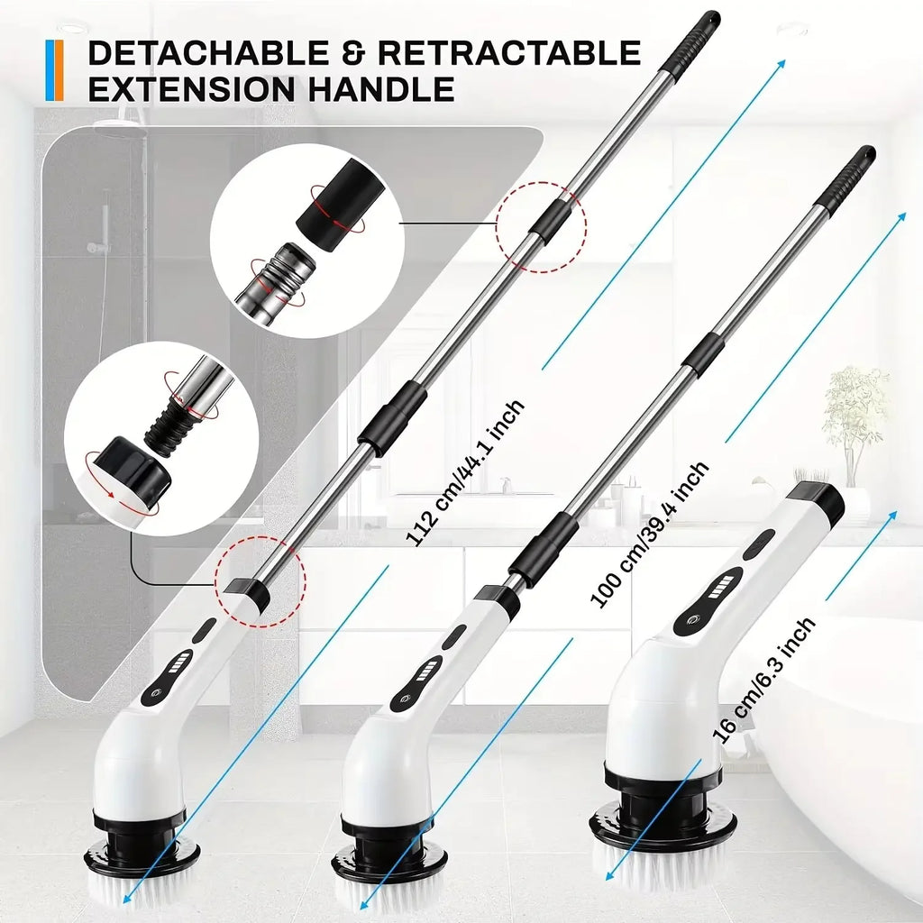 Cepillo de Limpieza Eléctrico Inalámbrico Rotatorio 9 en 1 - Fregadora Doméstica Multiusos para Limpieza Profunda de Baño, Cocina e Inodoro