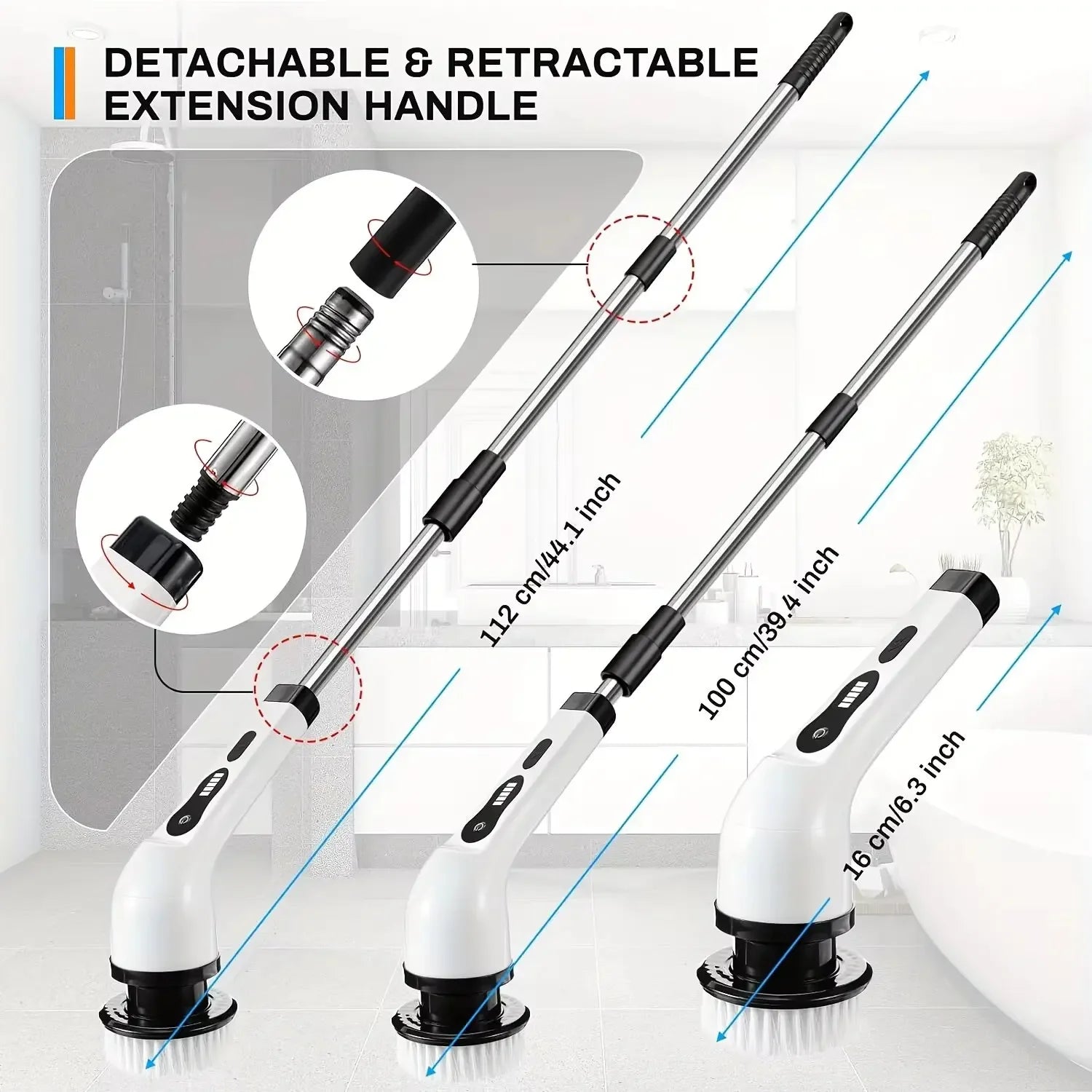 Cepillo de Limpieza Eléctrico Inalámbrico Rotatorio 9 en 1 - Fregadora Doméstica Multiusos para Limpieza Profunda de Baño, Cocina e Inodoro