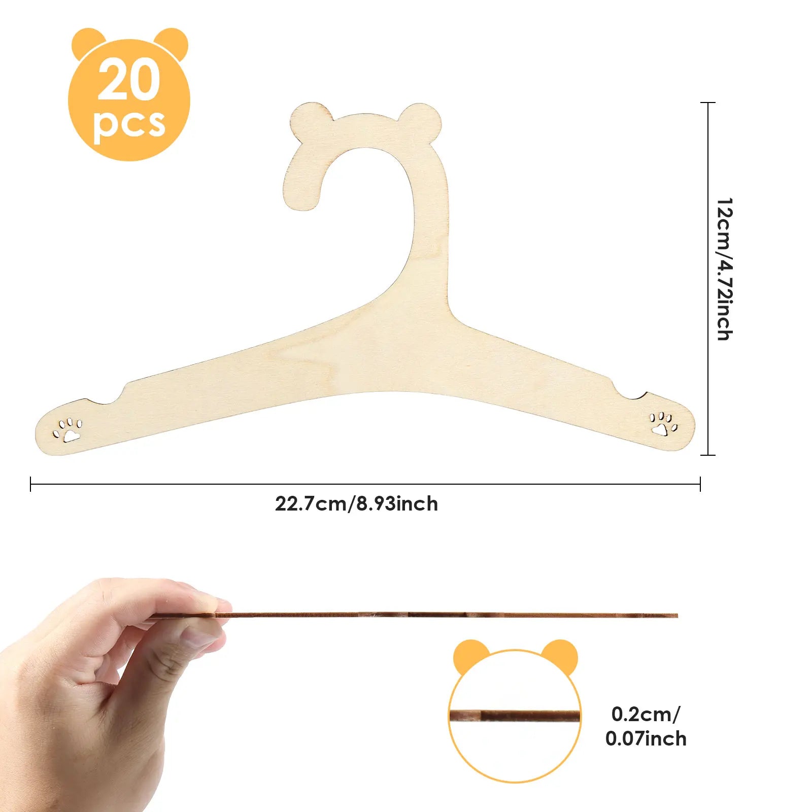 20 Perchas de Madera para Bebés, Lisas, Mini Perchas de Madera para Niños Pequeños, Estante para Ropa, Regalo para Niños, Hogar, Cuarto de Princesas para Niñas, Decoración de Guardería
