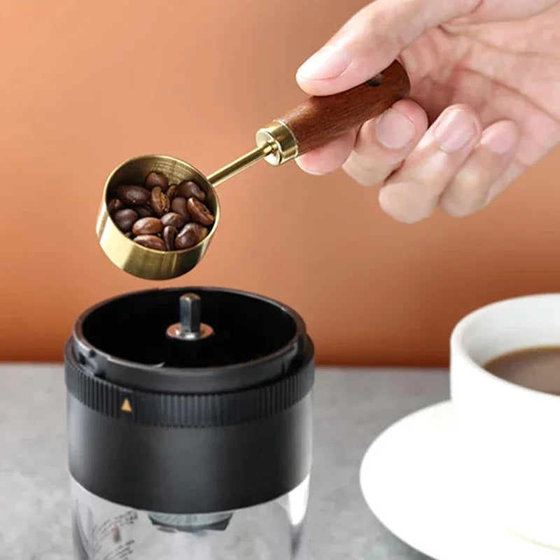 Cuchara medidora de acero inoxidable de 15 ml, cuchara de café con mango de madera para azúcar, polvo, granos de café, utensilios de cocina.