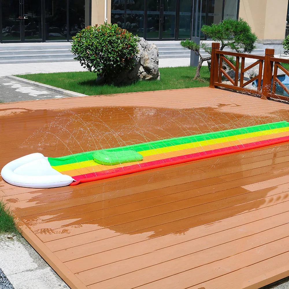 Tobogán doble de agua para exteriores, juego acuático de verano, césped, tobogán de agua individual, tabla de surf, tobogán acuático inflable de PVC