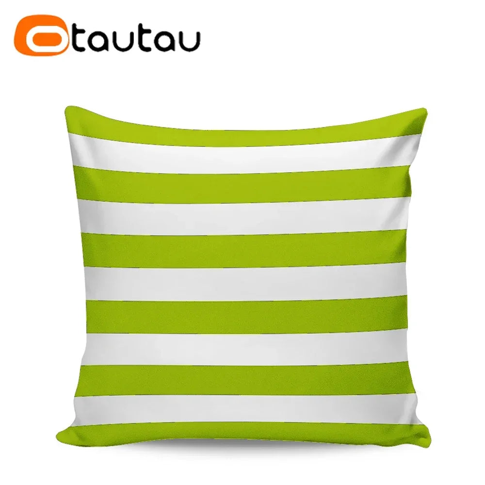 OTAUTAU funda de cojín para sofá de exterior sin relleno, funda de almohada impermeable de tela Oxford a rayas suave para piscina y playa KD021