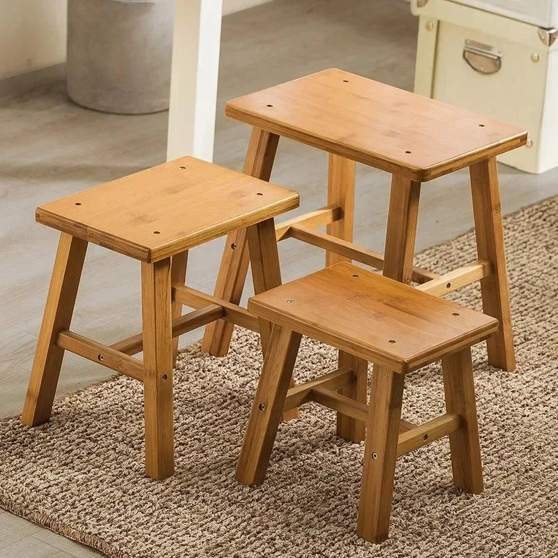 Taburete Nanzhu Mazar engrosado Banco de madera Taburete pequeño Taburete bajo para baño portátil y simple