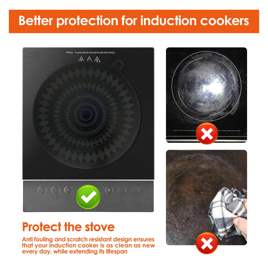 Tapete de silicona termocrómico para vitrocerámica de inducción, 4 unidades, cubierta protectora resistente al calor para vitrocerámica, protector contra arañazos
