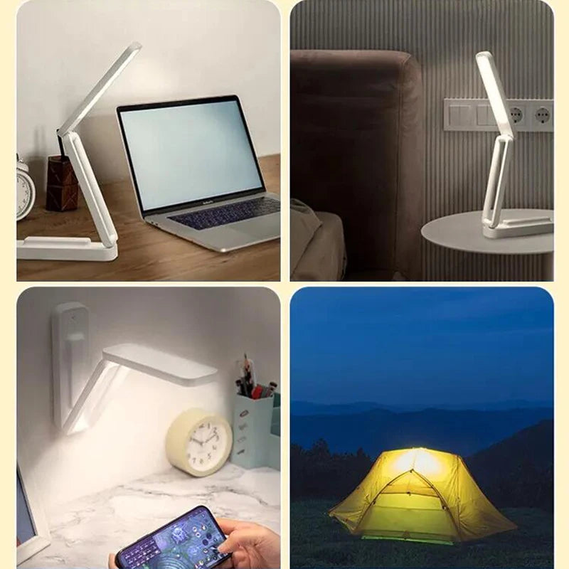 Lámpara de Escritorio LED Plegable Táctil con Control Remoto Lámpara de Pared Regulable Carga USB Oficina Estudio Luz Nocturna de Cabecera