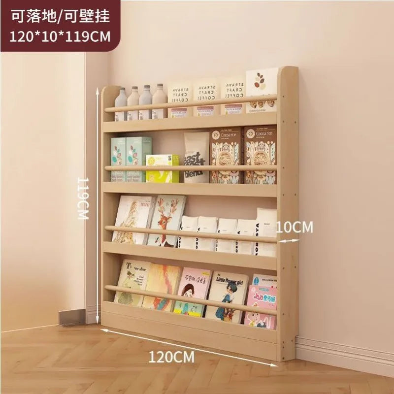 Estantería de esquina, librería de pie ultrafina de madera maciza, estantería de almacenamiento para la parte trasera de la puerta, armario estrecho, estantería infantil montada en la pared