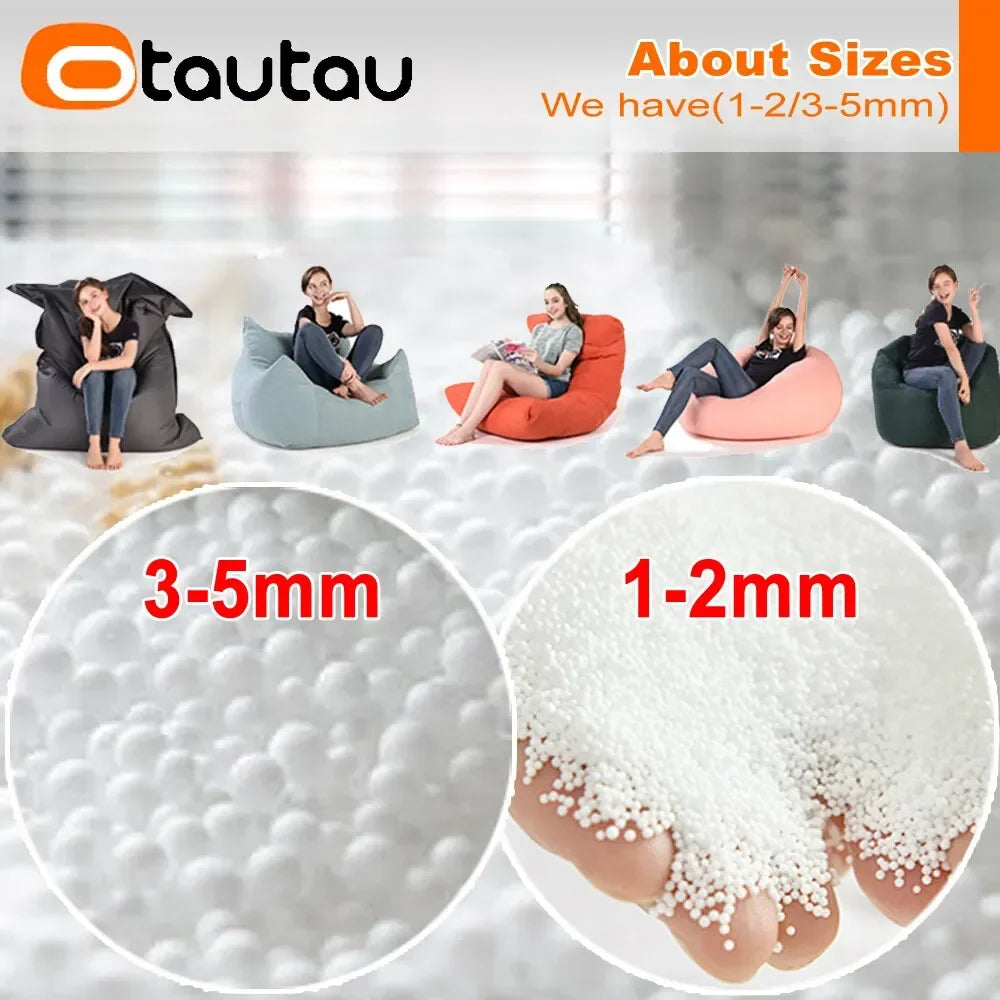 OTAUTAU Relleno de Bolas de EPS de 240 L para Puf de Puf de 3 pies 3-5 mm Cojín de Almohada de Poliéster Bolsa de Frijoles Silla Escena de Nieve TL001