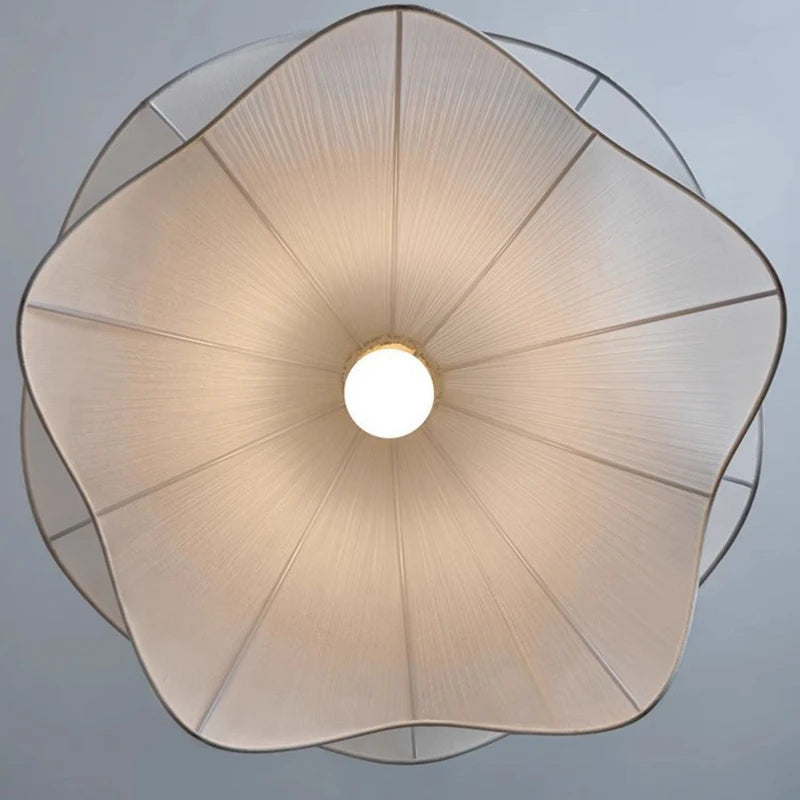Nordic Minimalist Cream Pendant Lights White Fabric Led Living Room Bedroom Home Decor Chandelier Balcony Hanging Lamp Fixture