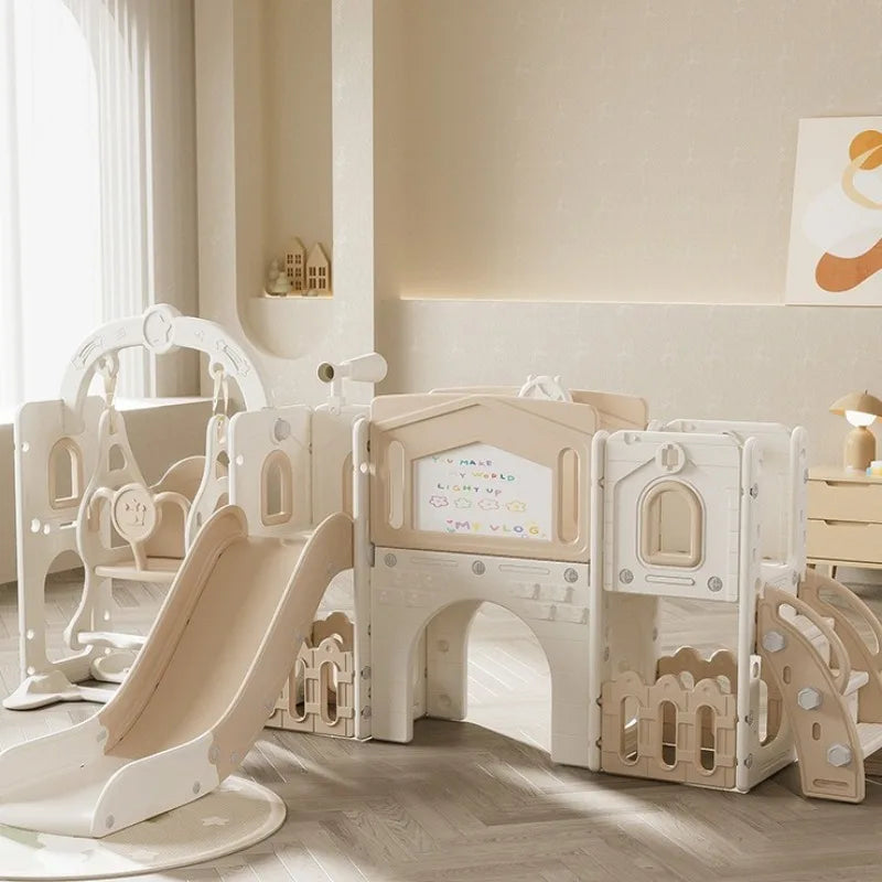 Tobogán Infantil de Interior, Centro de Juegos para Niños Pequeños de 1 a 3 Años, Tobogán Doble, Columpio, Multifuncional, Compacto, Resbaladillas Y Columpios Infantil