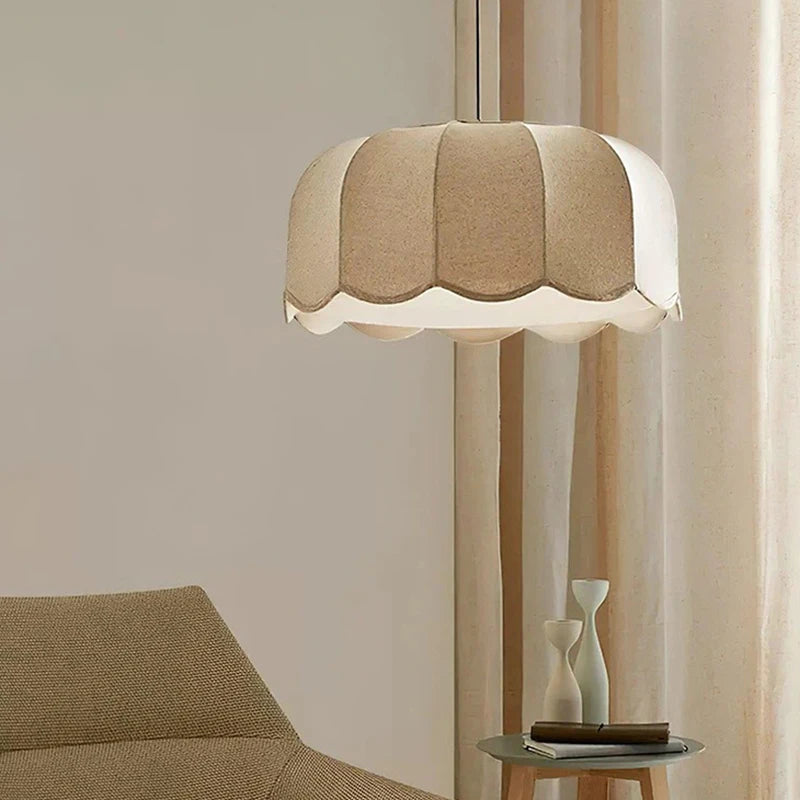 Nordic Vintage Fabric Pendant Light Japanese Wabi-sabi  LED Chandelier for Restaurant Bedroom Loft Hotel Shop Decor Fixtures