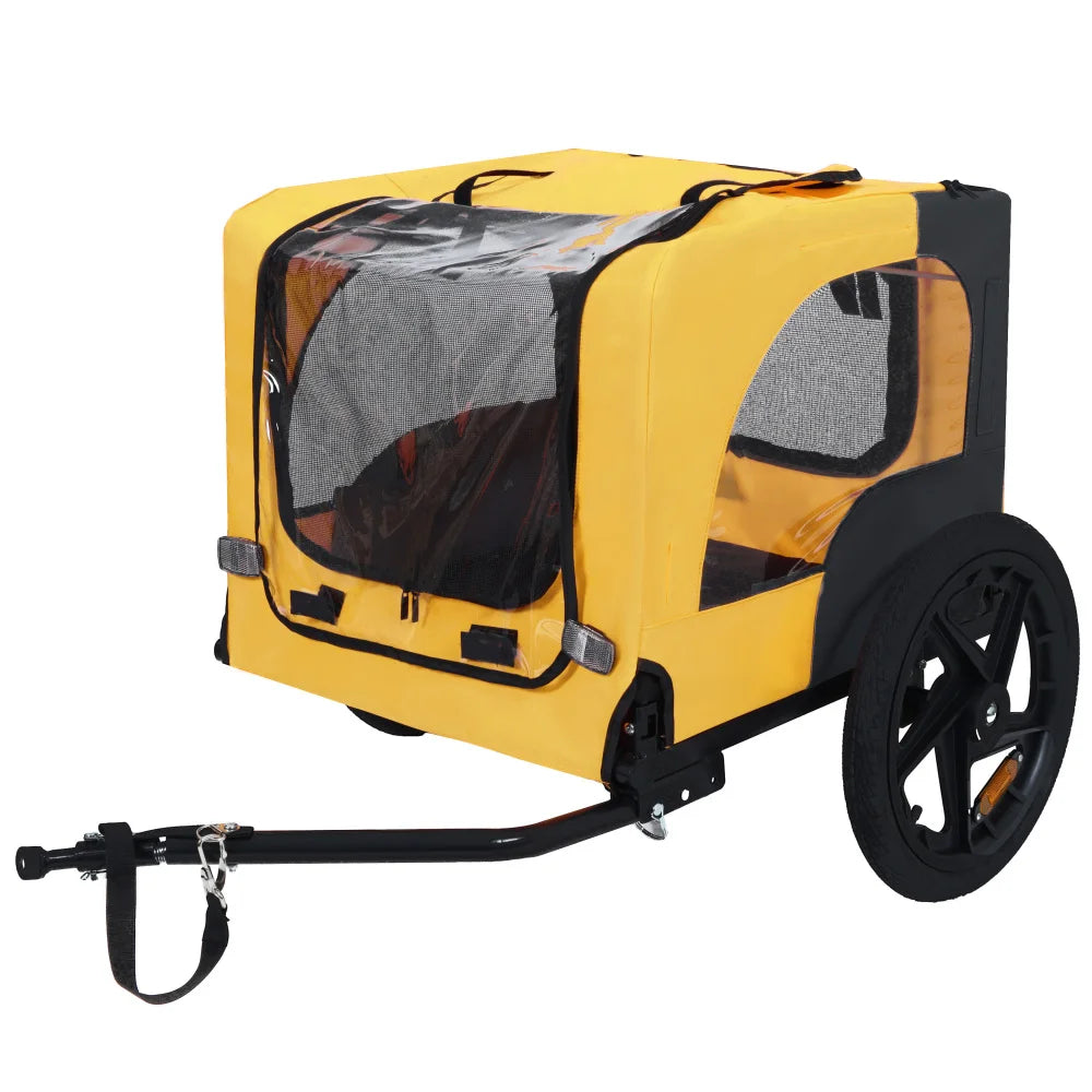 Dog Bike Trailer Pet Cart for Bicycle Easy Folding Quick Release Wheels Non-Slip Floor Internal Leash Small Medium Pets