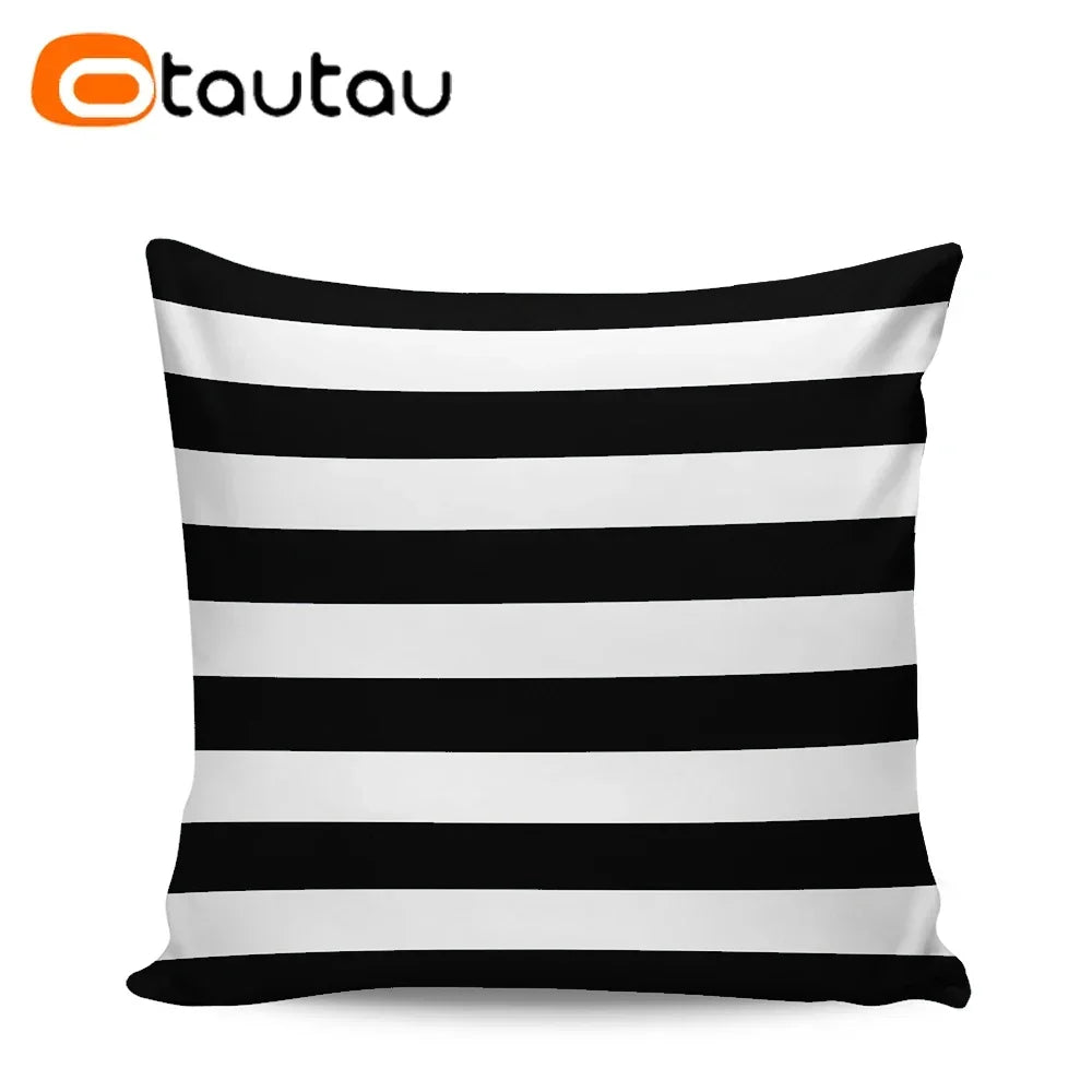 OTAUTAU funda de cojín para sofá de exterior sin relleno, funda de almohada impermeable de tela Oxford a rayas suave para piscina y playa KD021