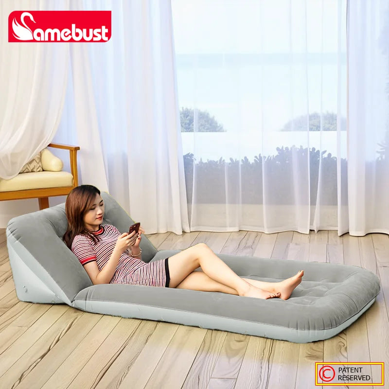 CAMEBUST Colchón de aire interior plegable inflable Sofá cama ajustable Colchoneta para dormir para uso en el hogar y al aire libre Marrón/Gris