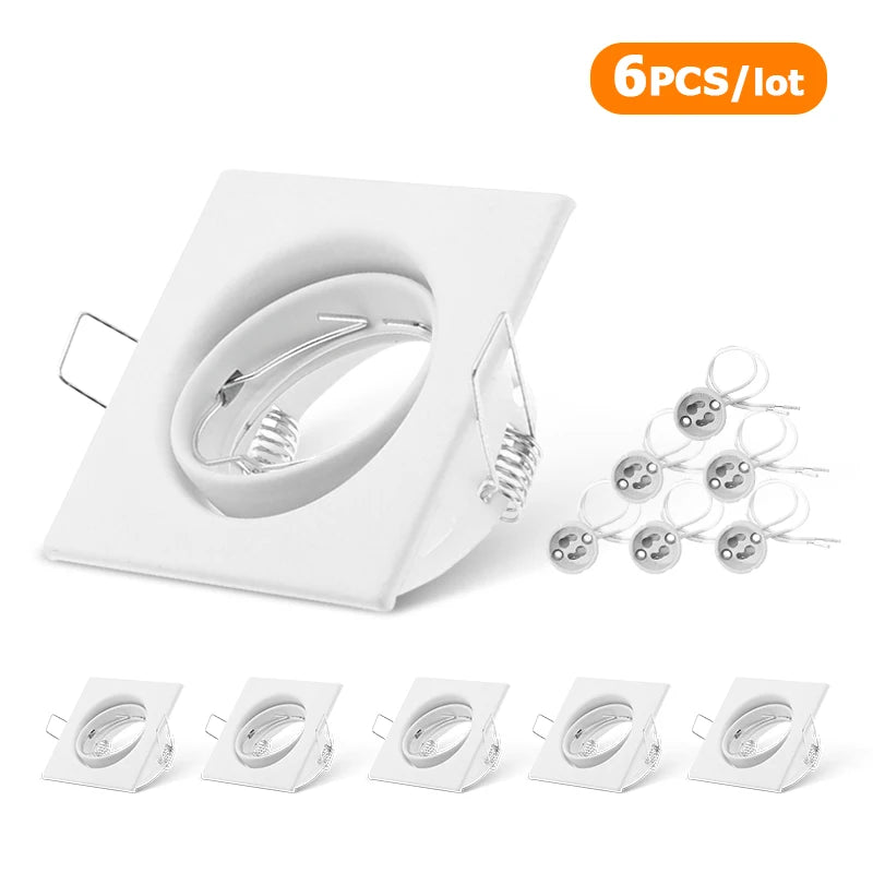 Marco empotrable cuadrado LED para foco orientable MR16 GU10, soporte para downlight