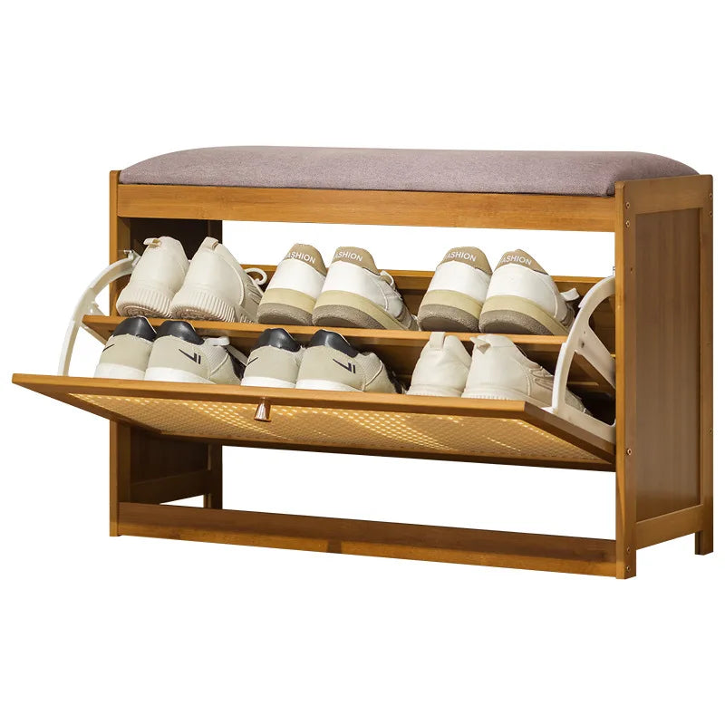 Banco zapatero con almacenamiento para la entrada, asiento largo tapizado, gabinete moderno para zapatos, banco para pasillo, gabinete de lujo para almacenamiento, estantes para zapatos.