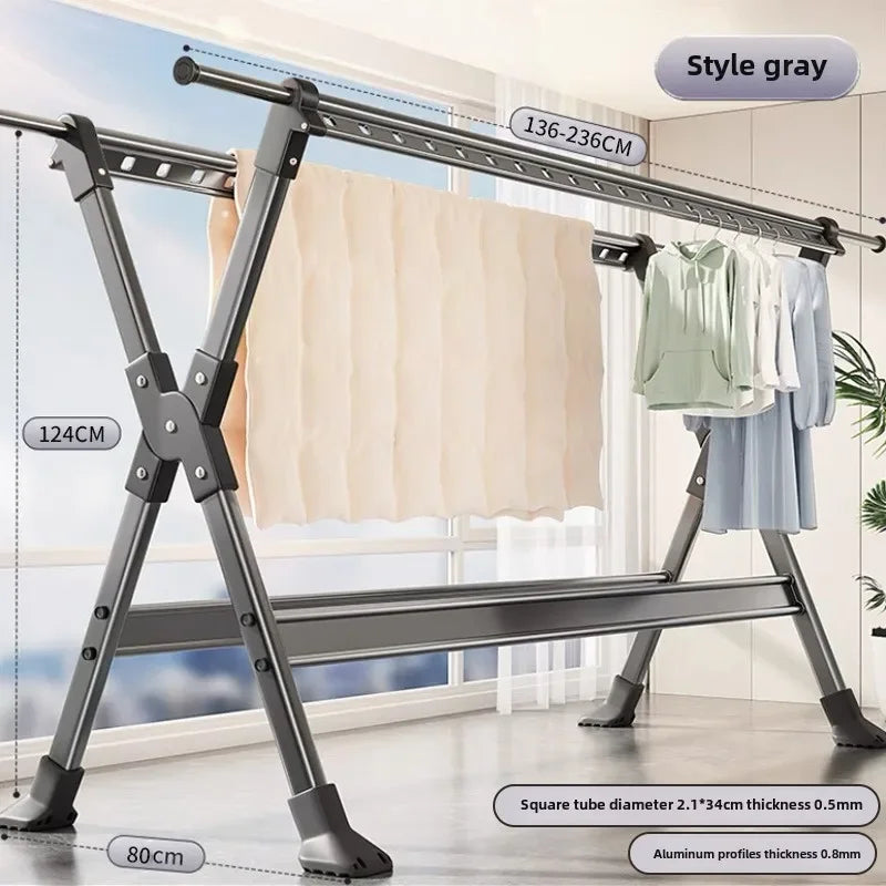 Tendedero de pie a techo Estante de secado plegable de aleación de aluminio para exteriores de instalación gratuita Tendedero de ropa para niños
