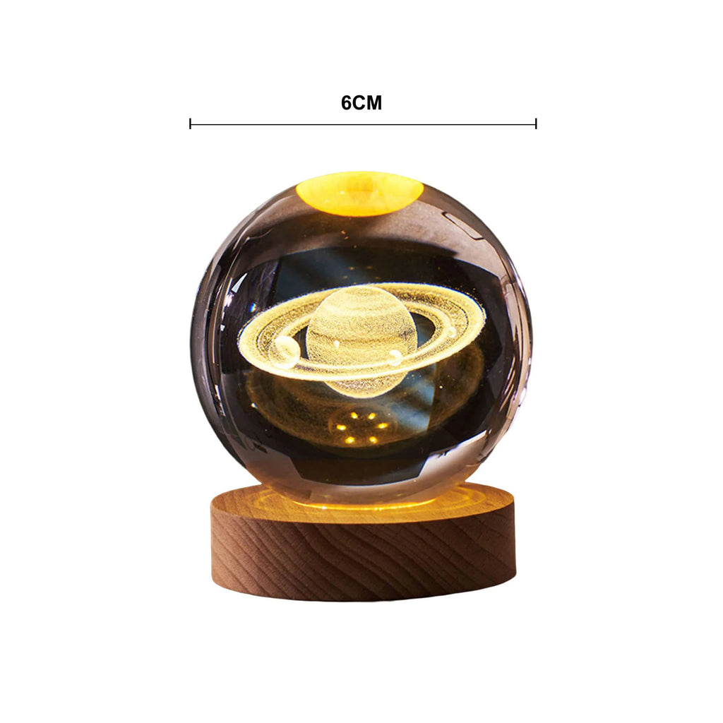 Lámpara de noche de 6cm Tema Solar Serie Cosmos Bola de Cristal Luces Nocturnas Vía Láctea Luna Pequeños Adornos para Escritorio Regalo Creativo RGB