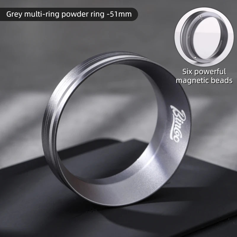 BINCOO 51mm 58mm Portafilter Dosing Ring, Magnetic Anti-Static Design for Strong Hold and Zero Coffee Spill During Prep