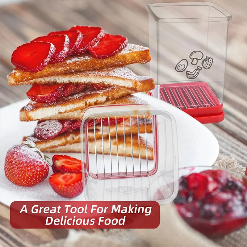 Cortador de frutas rápido con placa de empuje, cortador de huevos, fresas y plátanos, para hacer rápidamente ensaladas de frutas y verduras, utensilio de cocina