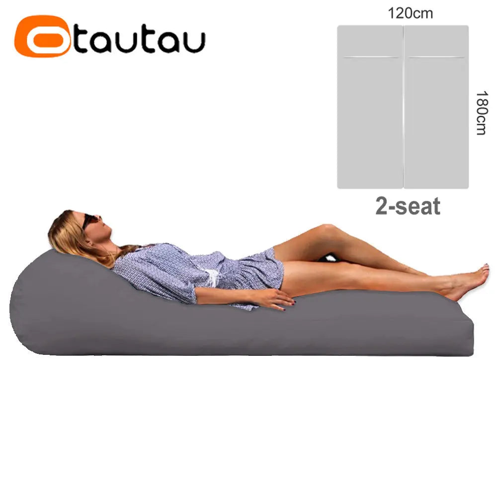 OTAUTAU Puf de 2 asientos para exteriores Funda sin relleno Impermeable Jardín Playa Camping Tumbona Sofá Cama Piscina Puff Sac