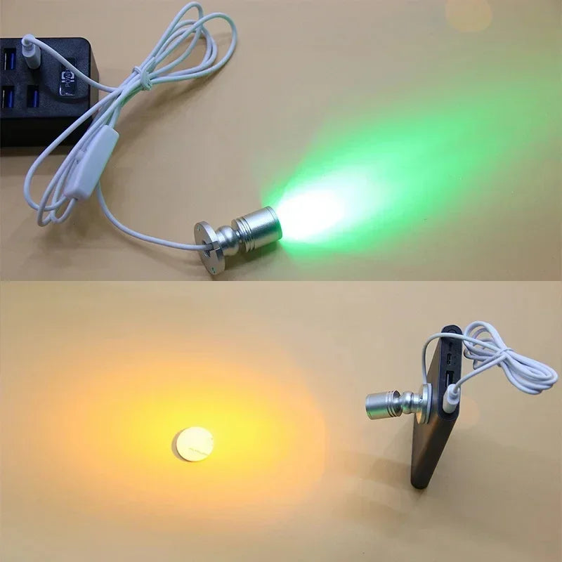 Foco LED USB 5V 1W 3W Montado en Superficie Gabinete Vitrina Mostrador Lámpara Joyería Ángulo Giratorio Techo Mini Foco Empotrable