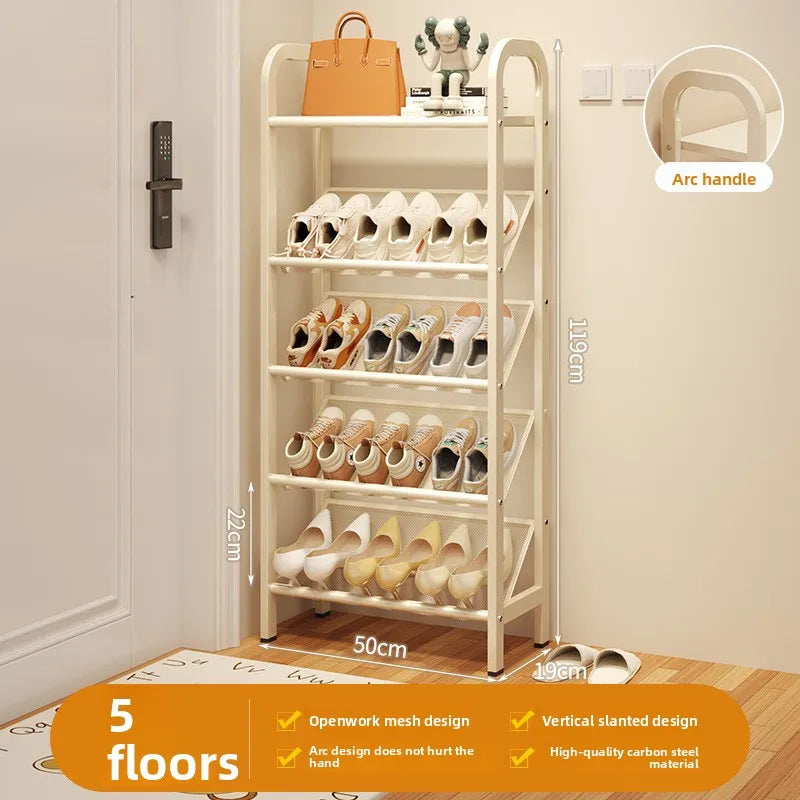 Zapatero de acero para puerta, doméstico, sencillo, ahorro de espacio, metálico, multi-capa, armario estrecho para zapatos