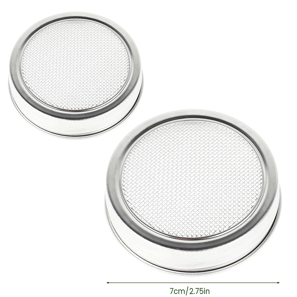 1/2 Pcs Seed Sprouter Germination Cover Stainless Steel Seed Sprout Can Lid Washable Wide Mouth Mason Jars Screen for Grow Bean