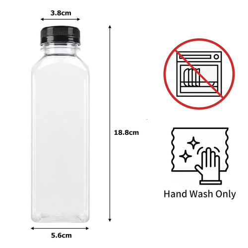 Botellas de zumo de 500 ml con tapas, botellas vacías transparentes reutilizables con cepillo, embudo y etiquetas para batidos y otras bebidas YY177