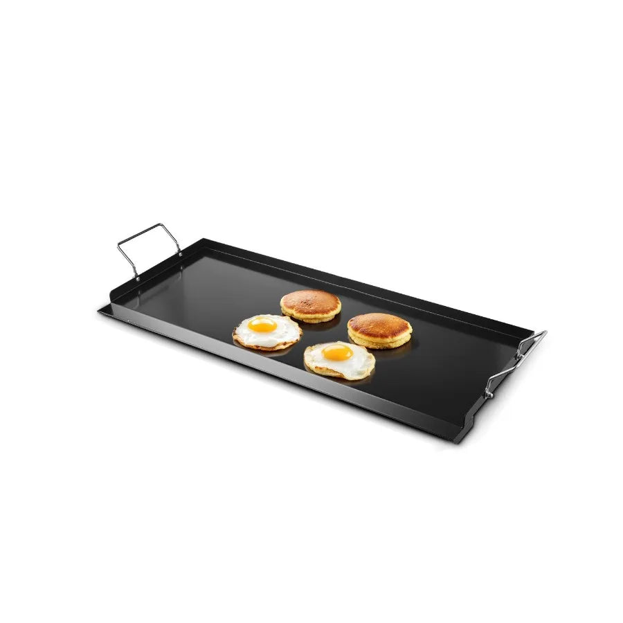 Plancha de Acero al Carbono de 32x14 pulgadas, Placa Rectangular Universal de Superficie Plana para Parrilla de Gas, Barbacoa, Teppanyaki, Cocina Portátil con Asa