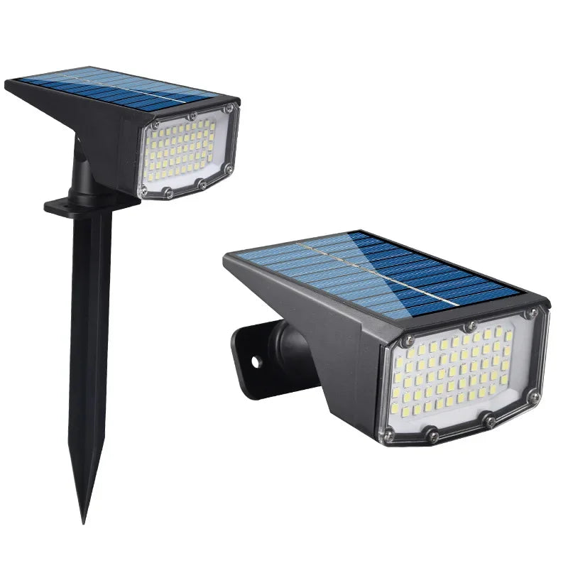 1/2 Uds. Lámpara Solar de 53 LED, Foco Solar Ajustable para Tierra, IP65 Impermeable, Iluminación Exterior para Pared y Jardín
