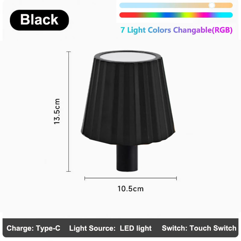 Wine Bottle LED Wireless Table Lamp 2000mAh 7 Colors Dimmable RGB USB Rechargeable Dining Table Lights Beverage Lamp Top touch