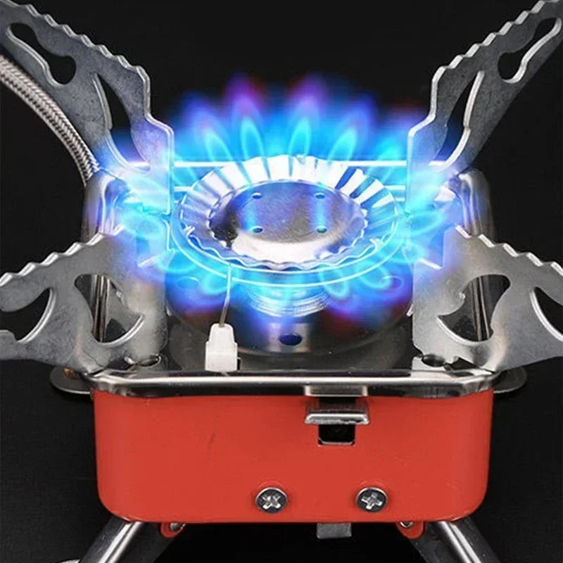 Hornillo portátil de camping Plegable Cortavientos Estufa de gas de alta eficiencia Ligera para mochileros Senderismo Mini barbacoa