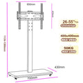 BEISHI Mobile TV Cart for 26-65 Inch TVs up to 110lbs Height Adjustable Shelf Rolling Floor Stand with Wheels VESA 600x400mm
