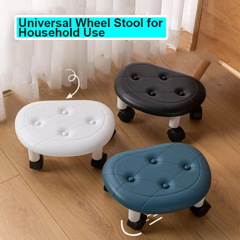 Taburete Universal con Ruedas para el Hogar, Asiento de Taburete Bajo con Ruedas para Niños, Taburete Multifuncional, Taburete Redondo