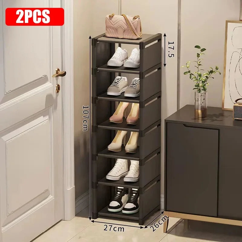 Zapatero apilable Organizador Tela no tejida Ahorro de espacio Entrada/Armario/Almacenamiento debajo de la cama Organización del hogar Fácil montaje