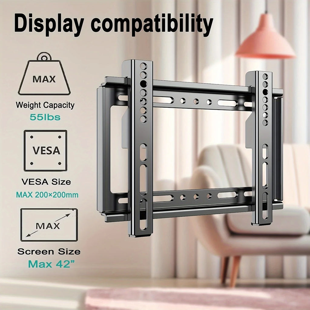 Soporte de pared para TV de 14 a 42 pulgadas, soporte universal para TV, soporte para monitor, soporte de pared plano ajustable de bajo perfil para monitor LCD LED