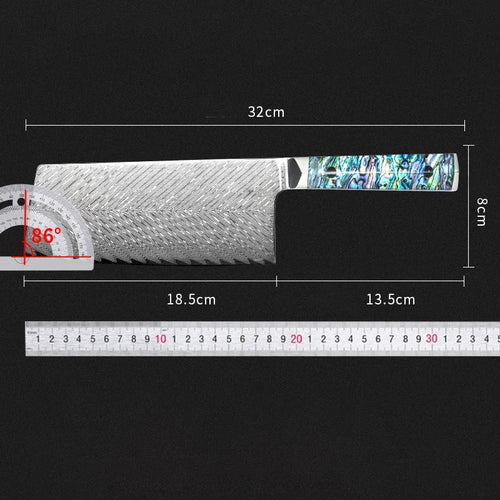 7.3 Inch Slicing Knife 73-layers Damascus AUS-10 Steel Blade Sharp Chef Cleaver Kitchen Knives Hexagonal Abalone Shell Handle