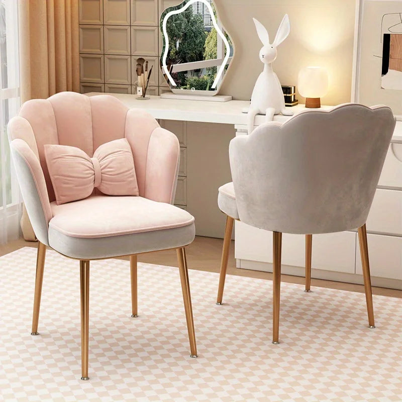 1 silla de maquillaje con respaldo en forma de pétalo, silla casual para dormitorio, sala de estudio, sala de estar y dormitorio universitario