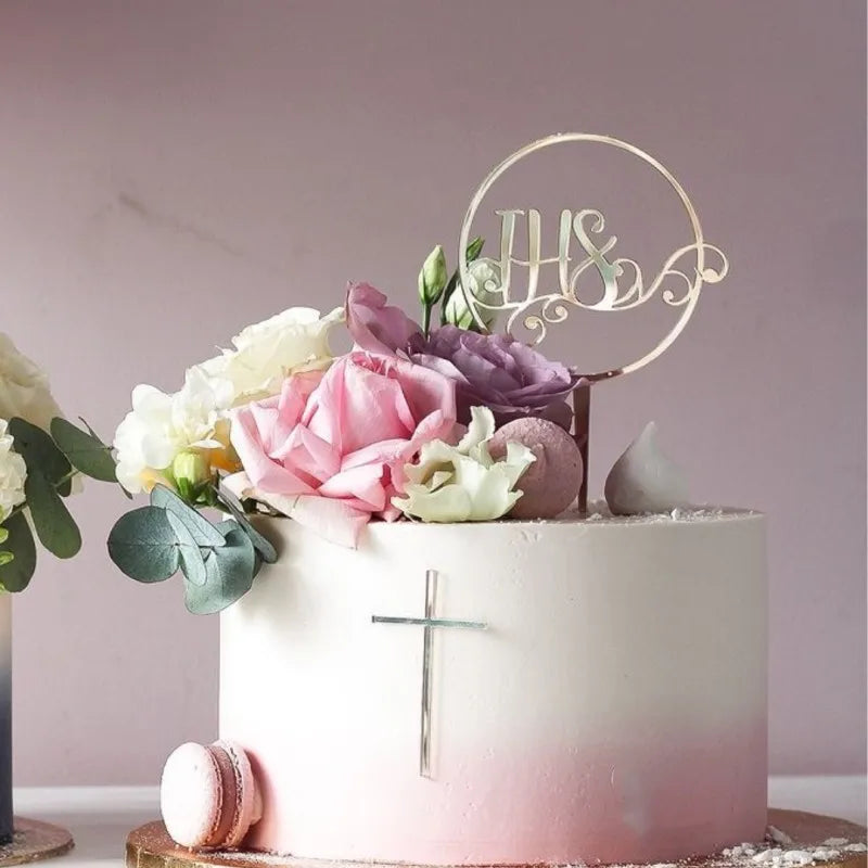 2025 Cristo Cruz Tarta de Cumpleaños Topper Acrílico Dorado Paloma Cruz Eucaristía Fiesta de Bautismo Comunión Topper de Pastel de Bautismo Decoración