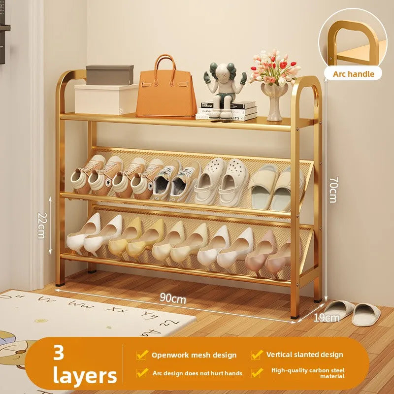 Zapatero de acero para puerta, doméstico, sencillo, ahorro de espacio, metálico, multi-capa, armario estrecho para zapatos