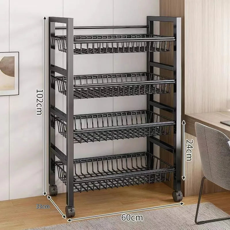 Estante de almacenamiento móvil multiusos, cesta de malla desmontable, estante de almacenamiento de cocina, estante de balcón para sala de estar
