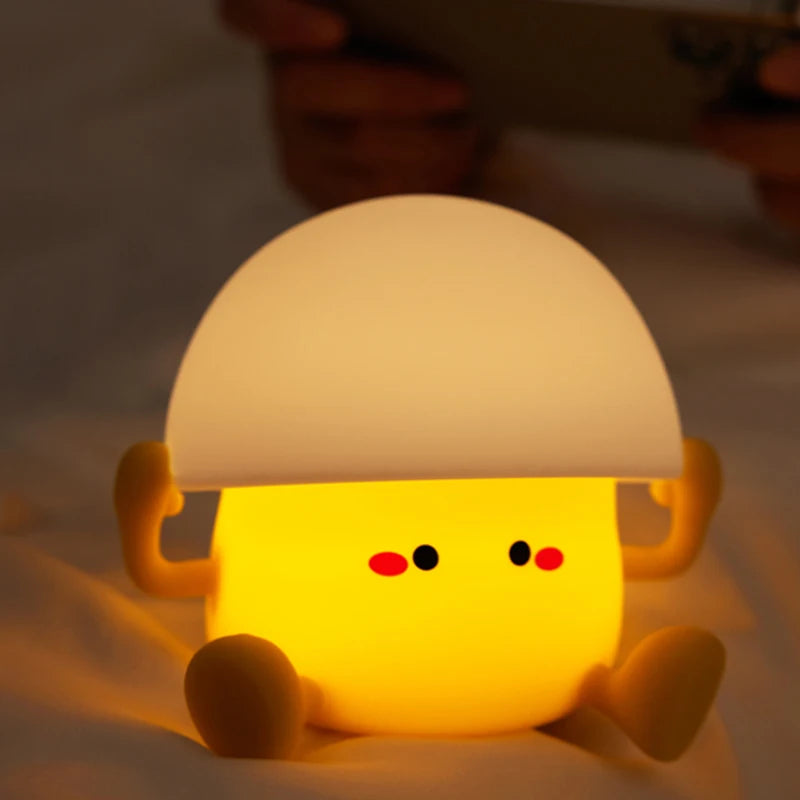 Linda luz nocturna, lámpara de yema de huevo, lámpara de seta, decoración creativa de escritorio, carga USB, luz nocturna interior para niños, regalo de cumpleaños