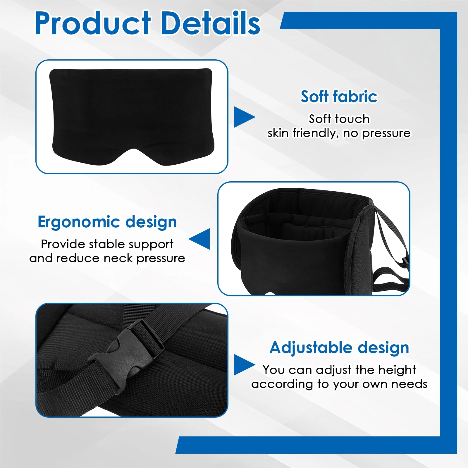 Almohada de viaje 2 en 1 de algodón, cómoda para el cuello y la cabeza, con antifaz y bolsa de almacenamiento. Almohada de avión con soporte de 360° para viajar.