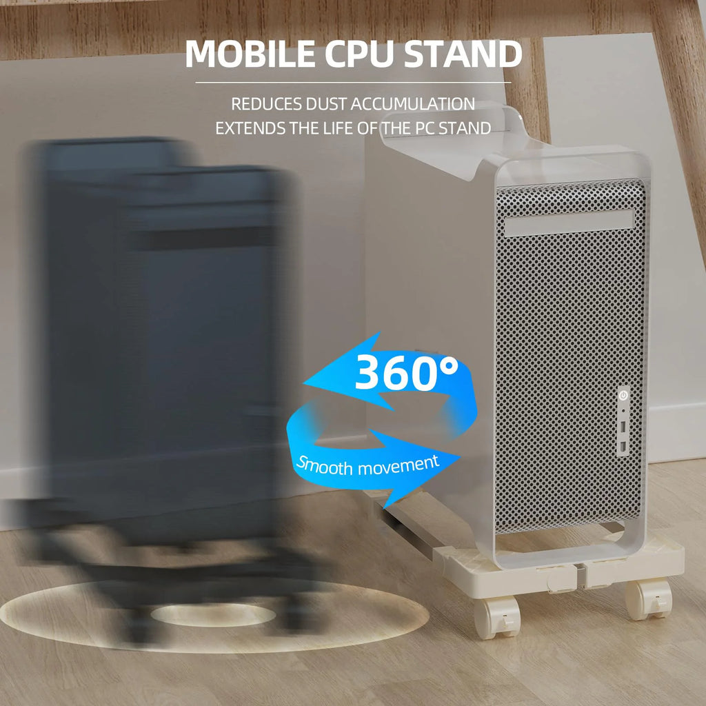 Soporte de computadora para torre de escritorio, se adapta a la mayoría de accesorios de escritorio de PC para juegos, elevador de suelo de PC, soporte de CPU móvil ajustable