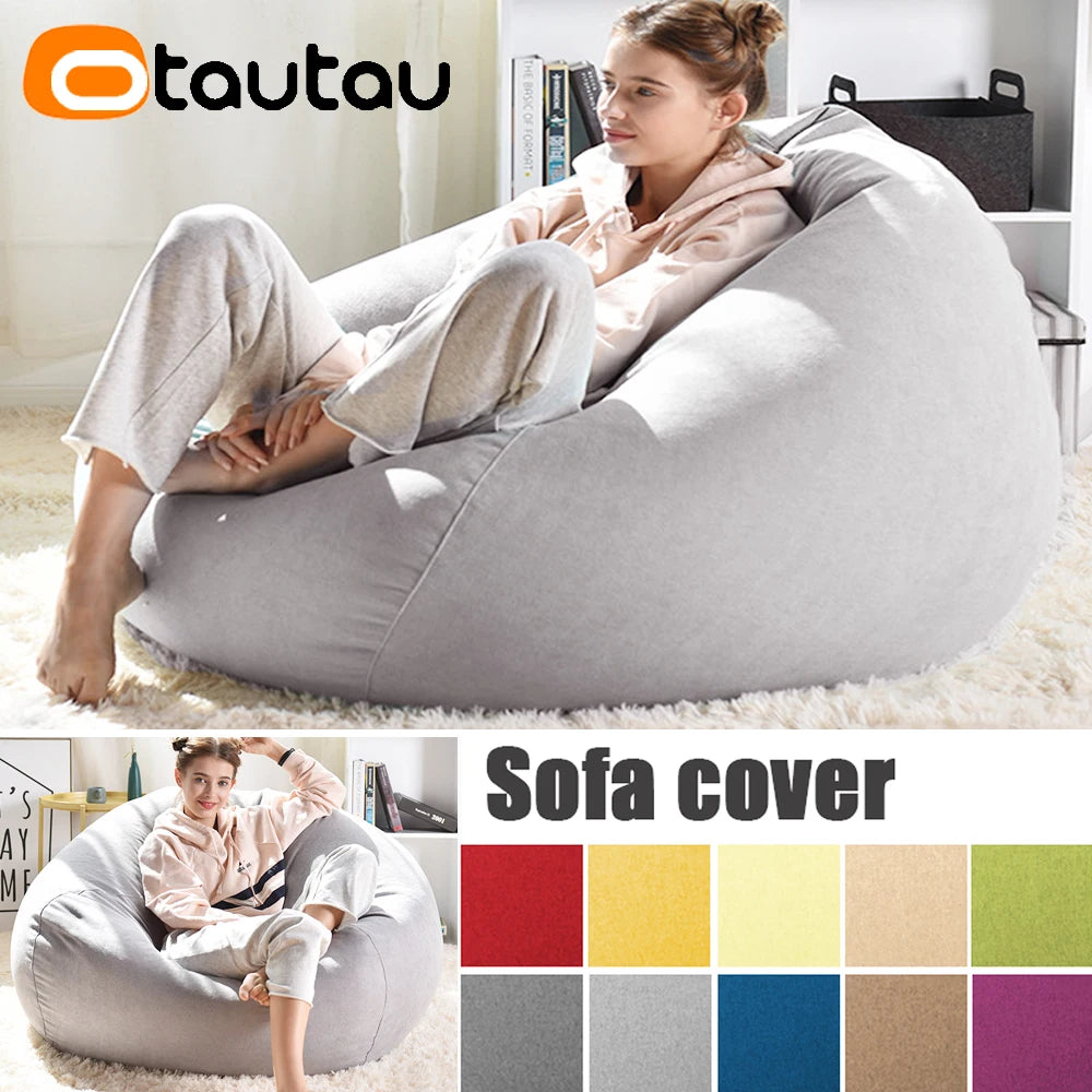 OTAUTAU Funda Gruesa Impermeable de Algodón para Puf Sin Relleno Silla Puf de Exterior Puf Sofá Tumbona Reclinable Sac DD023