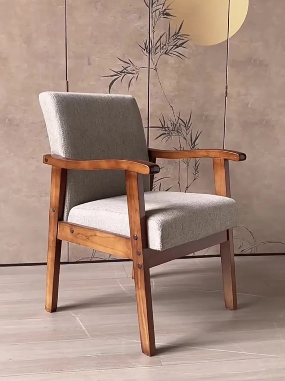 Silla de madera maciza, silla individual, silla de escritorio para ordenador, silla cómoda con respaldo para el hogar, sillón para sentarse, silla para mahjong para ancianos