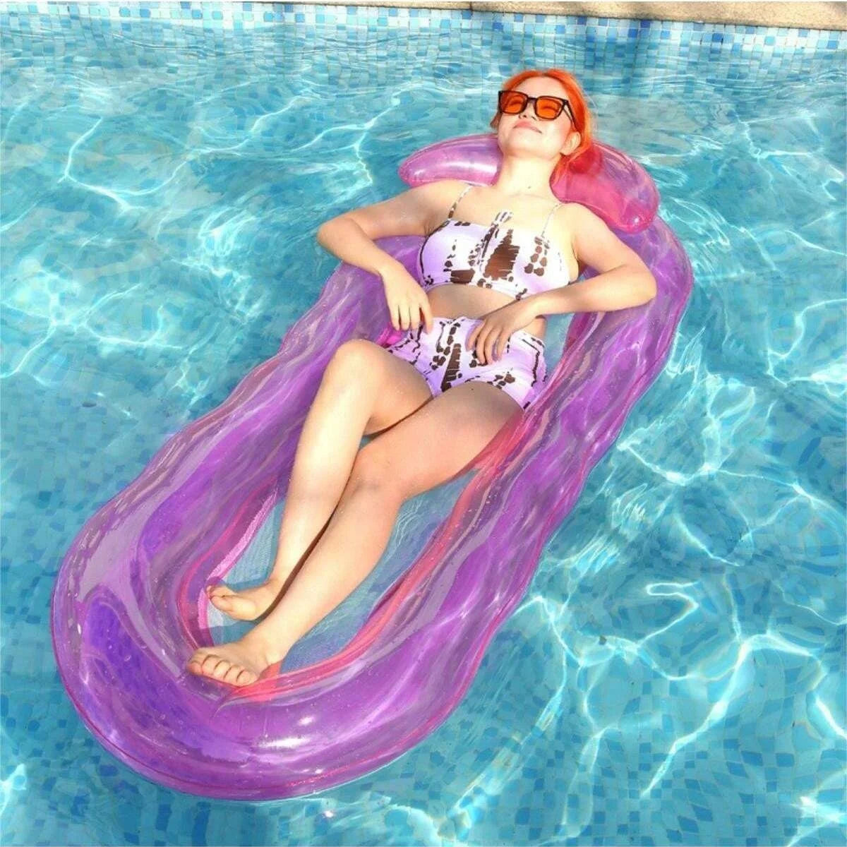 Flotador inflable para piscina para adultos - Flotadores de piscina Tumbonas Balsas Silla flotante con respaldo ajustable Portavasos Flotador de agua