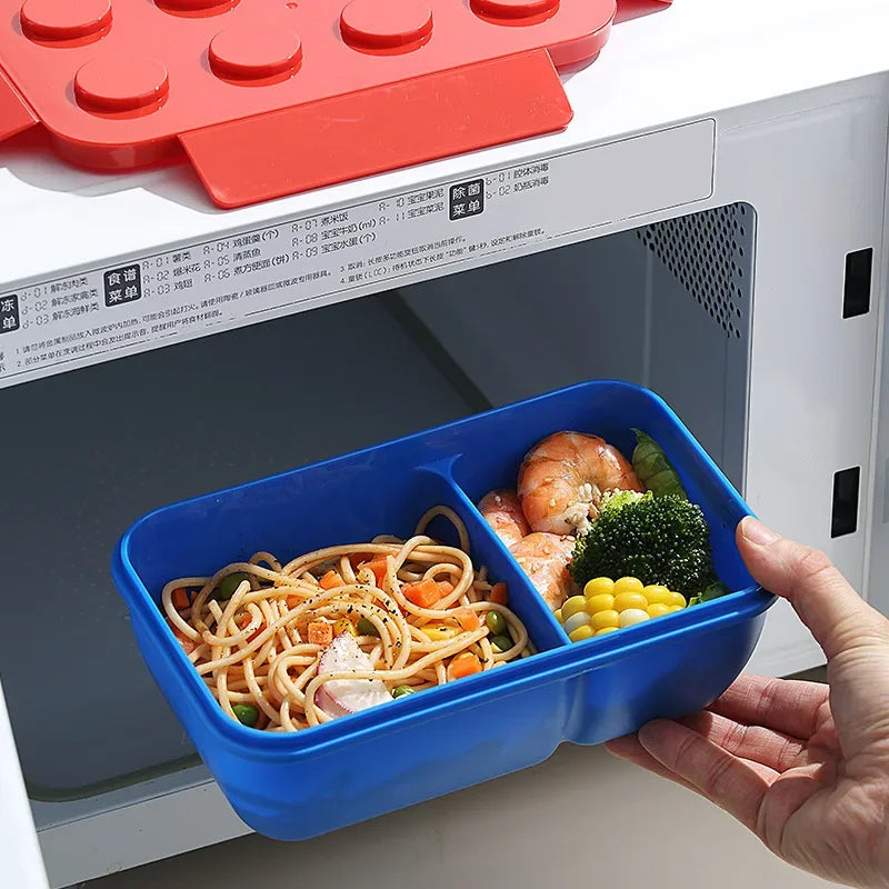 Fiambrera de bloques de construcción creativa PP de grado alimenticio, caja Bento para ensalada de frutas, pícnic, estudiantes, escuela, oficina, horno microondas