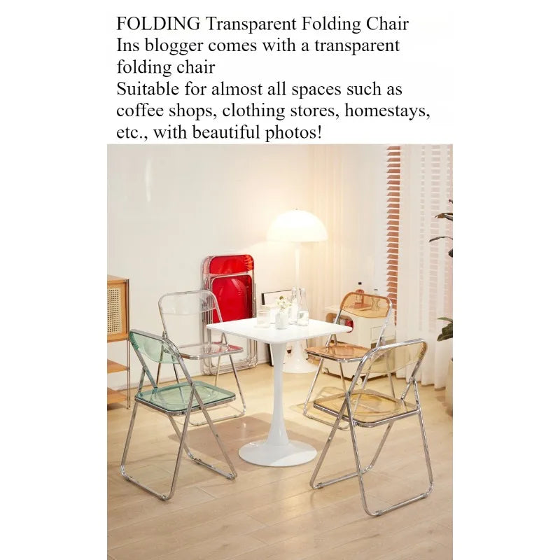 Silla plegable de celebridad de Internet, silla transparente acrílica, foto de silla terminada sin silla, taburete plegable simple de cristal para comedor